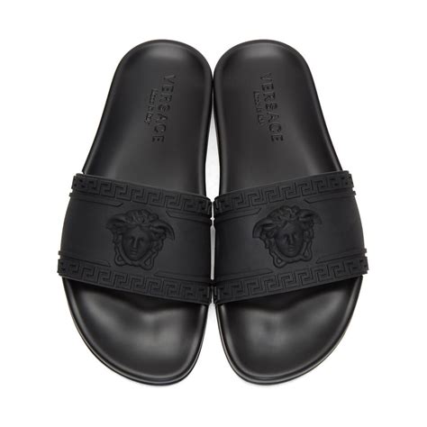 black versace men slide|Versace mules for men.